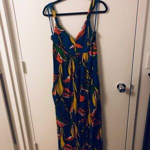 BCBGMaxazria blue floral cotton maxi dress